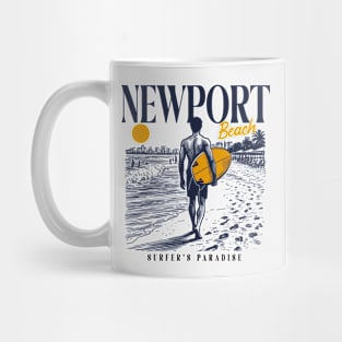 Vintage Surfing Newport Beach, California // Retro Surfer Sketch // Surfer's Paradise Mug